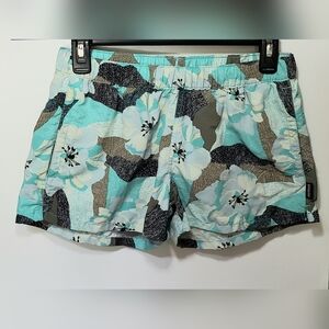 Patagonia Barely Baggies Hibiscus Field Howling Turquoise Women's Shorts…